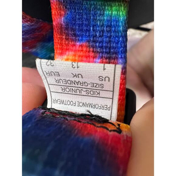 Chaco Kids Tie-Dye Slide Sandals, Black Sole, Adjustable Outdoor Summer Slip-Ons - Picture 9 of 10